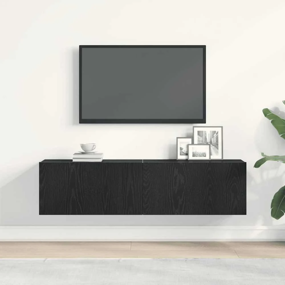 TV staliukas Televizoriaus spintelė, juodas ąžuolas, 120x30x30,5 cm, mediena