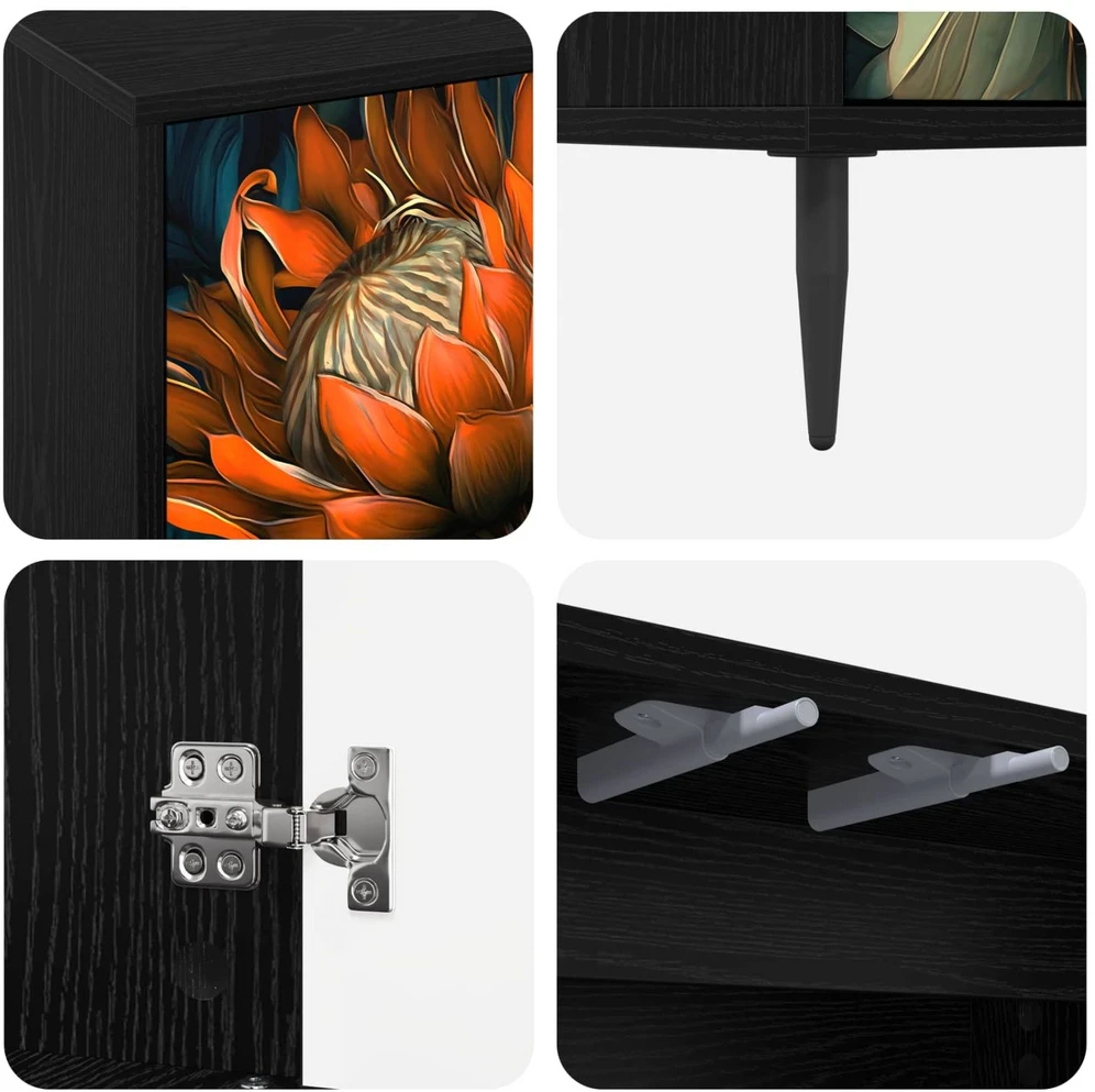 TV staliukas Televizoriaus spintelė LOCHEM 102 x 33 x 51 cm Juodojo ąžuolo