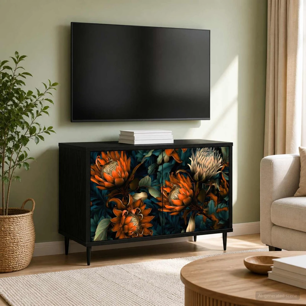 TV staliukas Televizoriaus spintelė LOCHEM 69 x 33 x 50,5 cm Juodojo ąžuolo