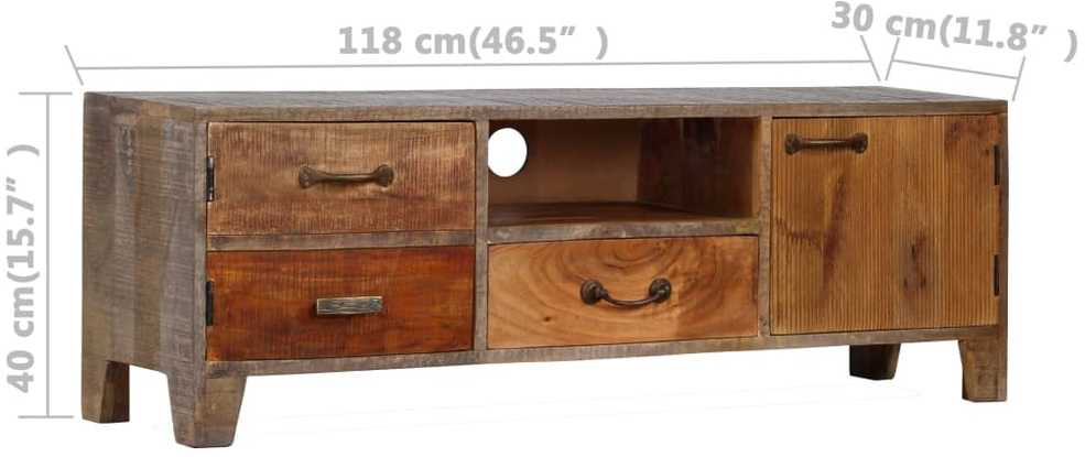 TV staliukas Televizoriaus spintelė, mediena, vint. stil., 118x30x40cm