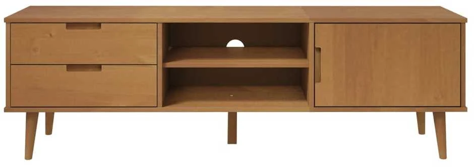 TV staliukas Televizoriaus spintelė MOLDE, ruda, 158x40x49cm, pušies masyvas