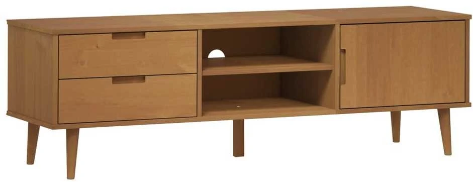 TV staliukas Televizoriaus spintelė MOLDE, ruda, 158x40x49cm, pušies masyvas