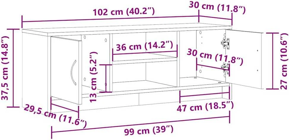 TV staliukas televizoriaus spintelė Old Wood 102x30x37,5 cm Engineered Wood