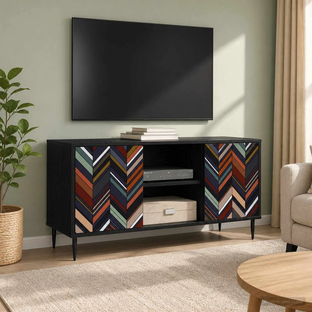 TV staliukas Televizoriaus spintelė OMMEN 102 x 33 x 51 cm Juodojo ąžuolo