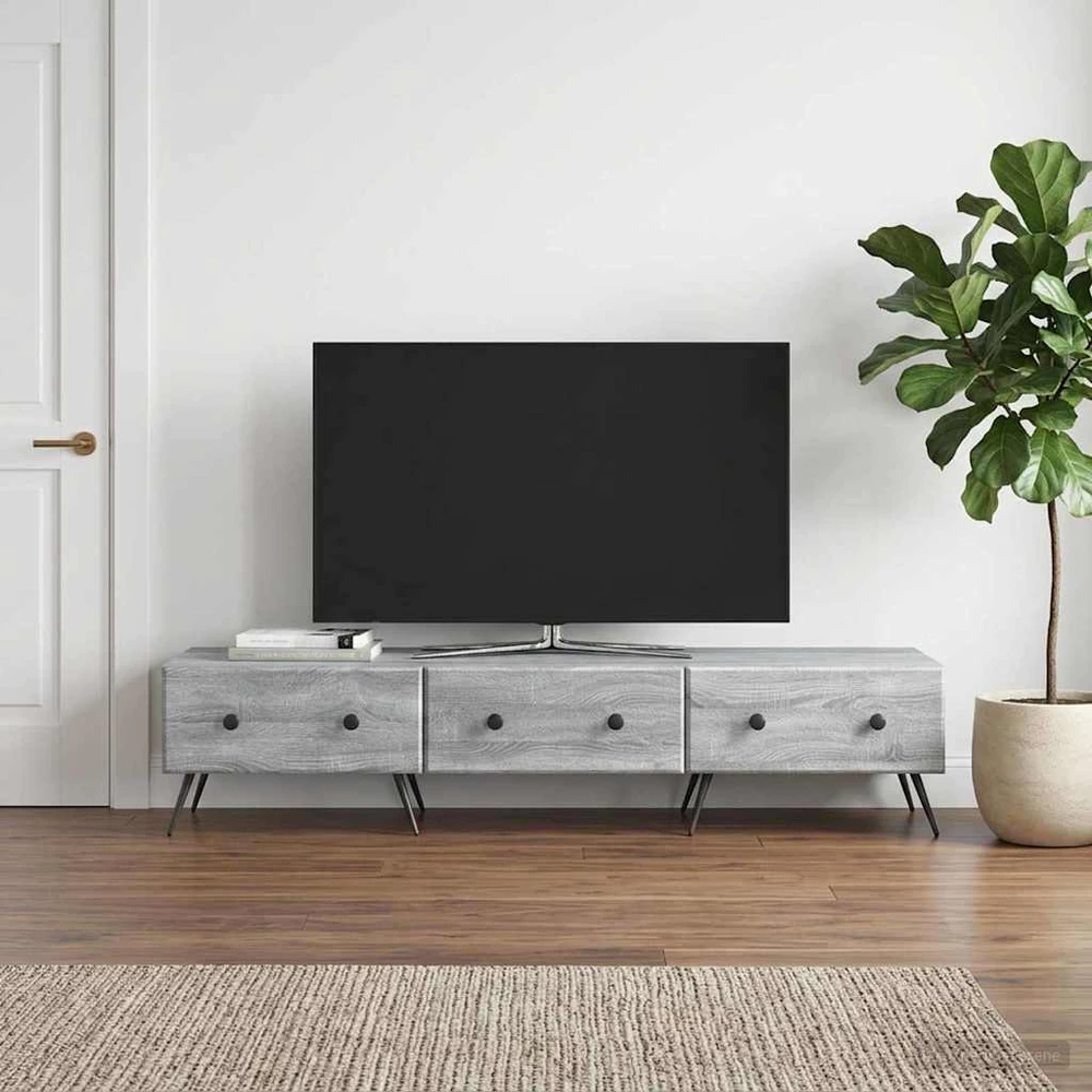 TV staliukas Televizoriaus spintelė Pilka sonoma ąžuolo 147 x 34,5 x 30 cm