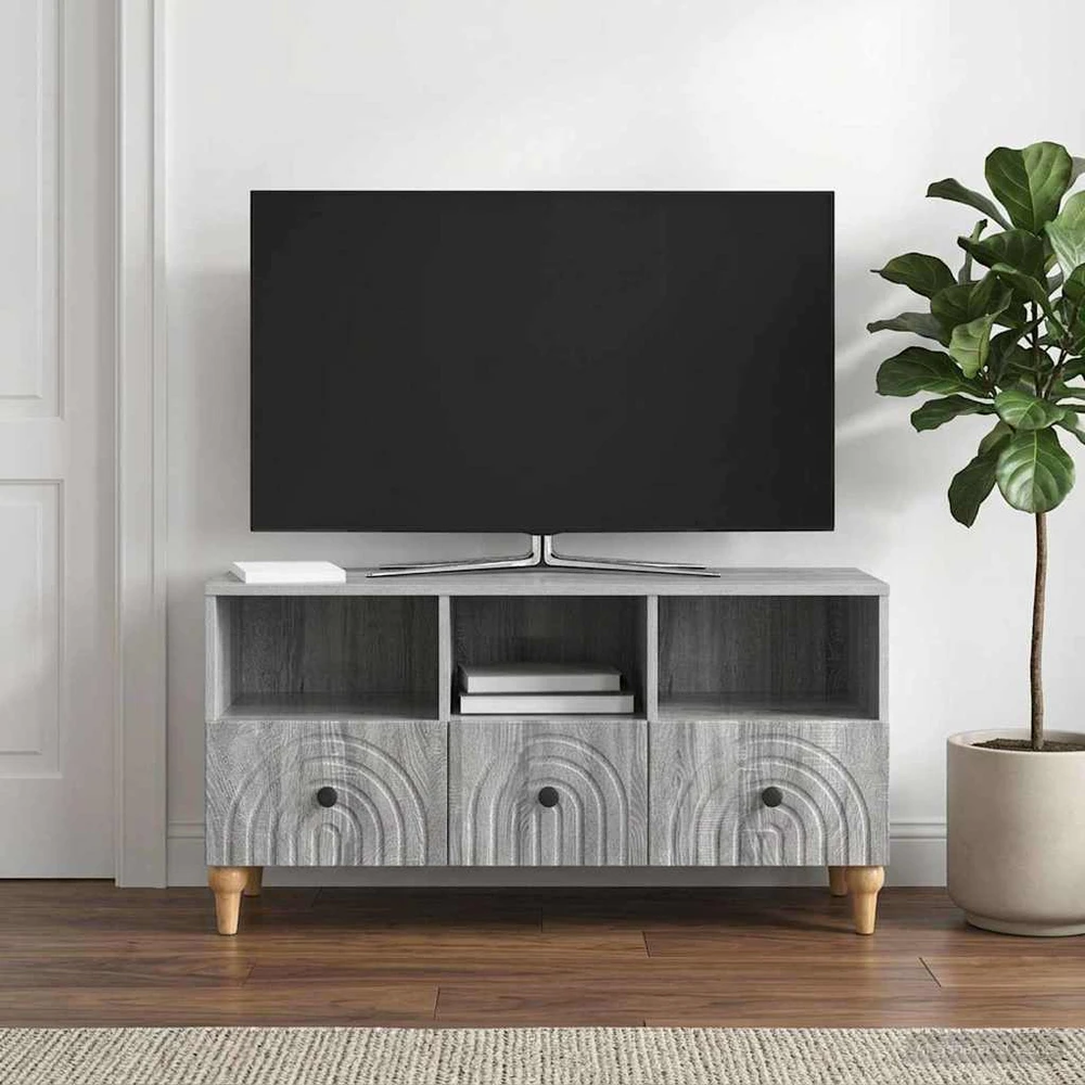 TV staliukas Televizoriaus spintelė 102 x 34,5 x 50 cm Pilka Sonoma