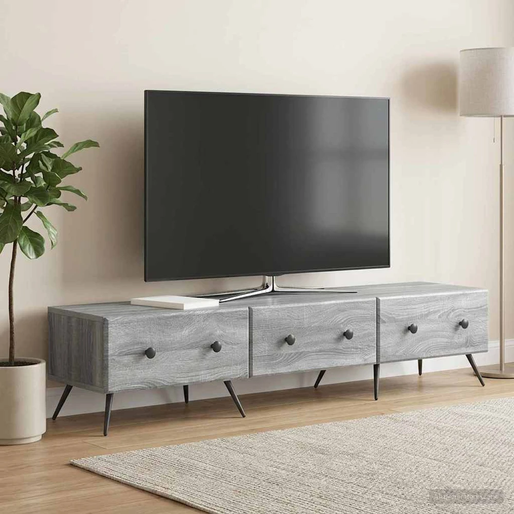 TV staliukas Televizoriaus spintelė Pilka sonoma ąžuolo 147 x 34,5 x 30 cm
