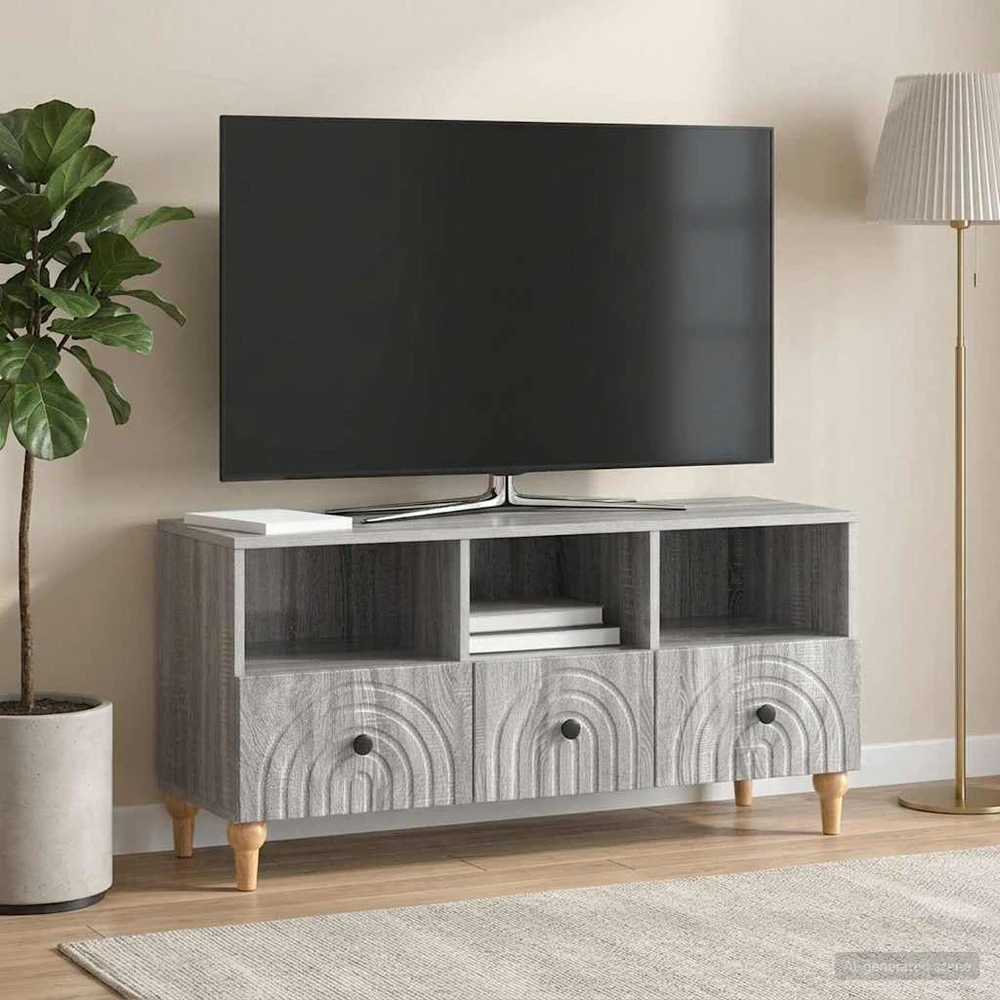 TV staliukas Televizoriaus spintelė 102 x 34,5 x 50 cm Pilka Sonoma