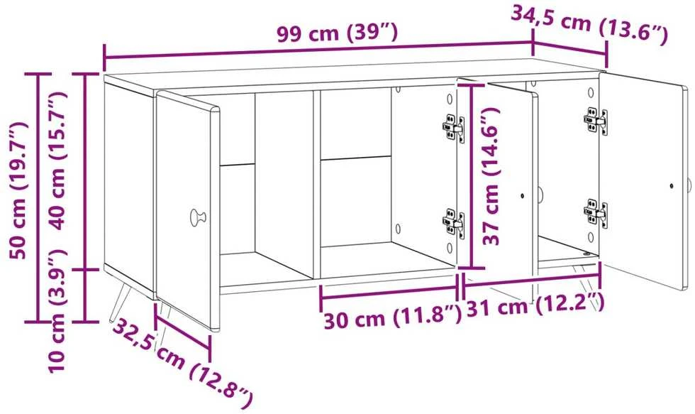 TV staliukas Televizoriaus spintelė Pilka sonoma ąžuolo 99 x 34,5 x 50 cm