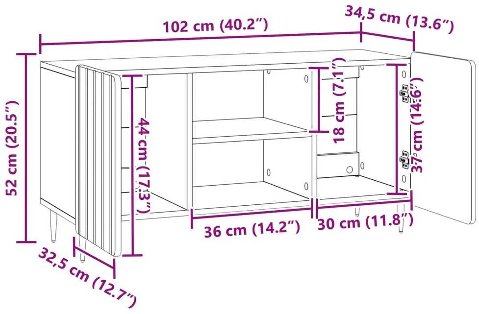 Televizoriaus spintelė 102 x 34,5 x 52 cm Pilka sonoma ąžuolo