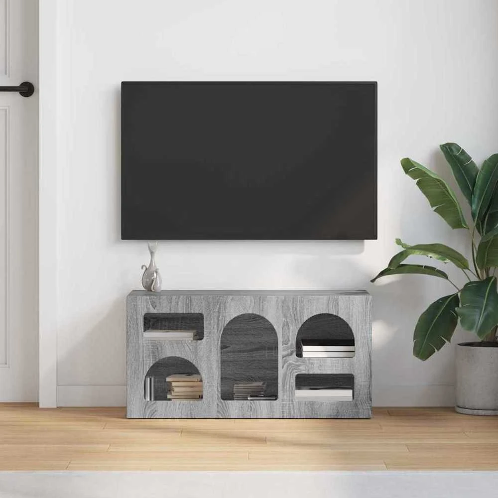 TV staliukas Televizoriaus spintelė ELST 80 x 35 x 40 cm Pilkas Sonoma