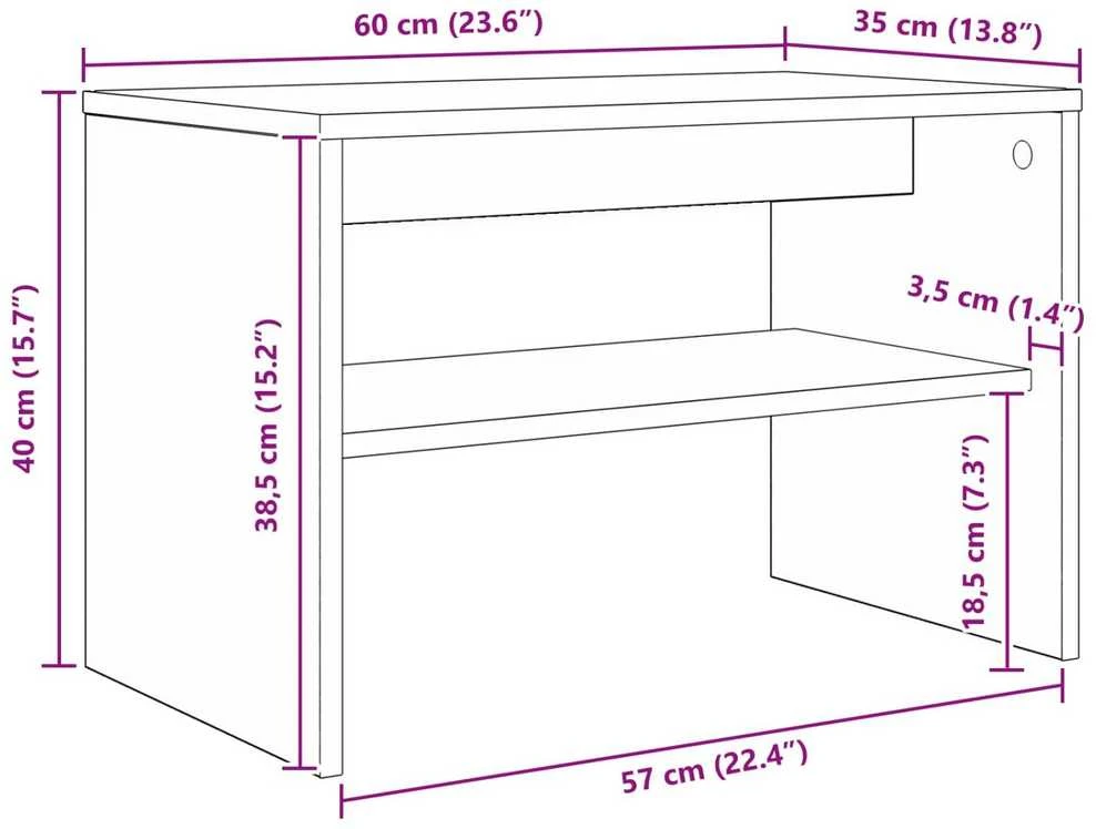 TV staliukas Televizoriaus spintelė 60 x 35 x 40 cm Rūkyta ąžuolas