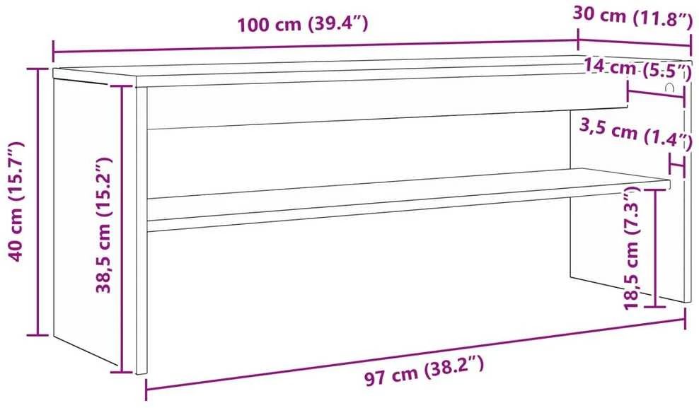 TV staliukas Televizoriaus spintelė 100 x 30 x 40 cm Rūkyta ąžuolas