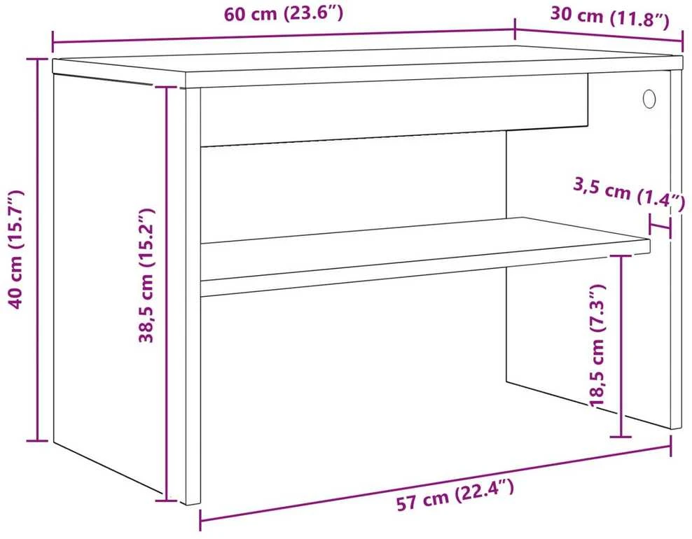 TV staliukas Televizoriaus spintelė 60 x 30 x 40 cm Rūkyta ąžuolas