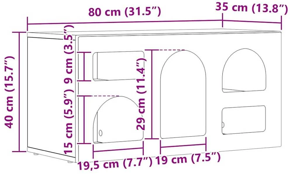 TV staliukas Televizoriaus spintelė ELST 80 x 35 x 40 cm Rūkyta ąžuolas