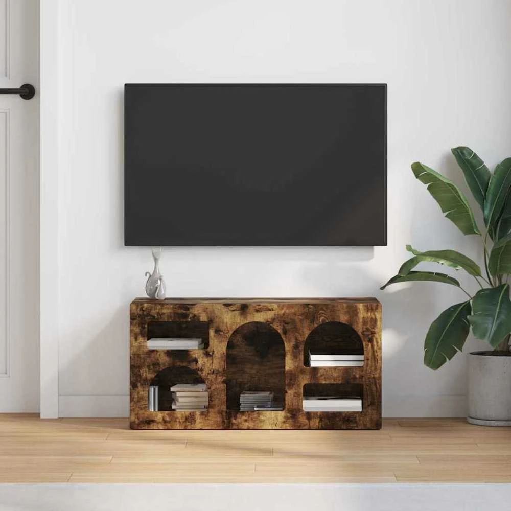 TV staliukas Televizoriaus spintelė ELST 80 x 35 x 40 cm Rūkyta ąžuolas
