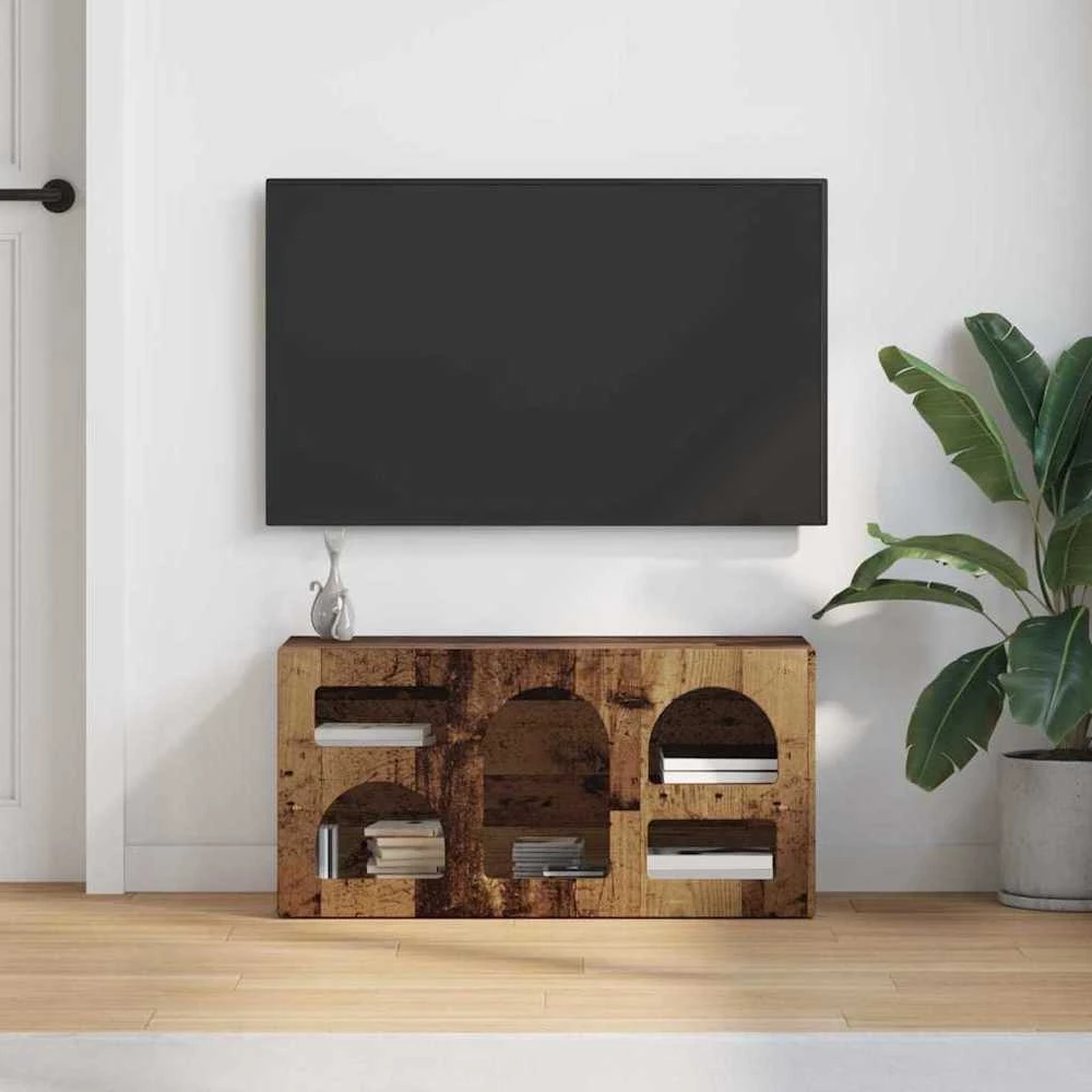 TV staliukas Televizoriaus spintelė ELST 80 x 35 x 40 cm Senas medis