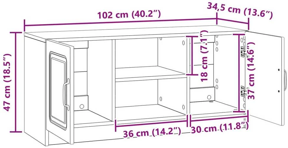 TV staliukas Televizoriaus spintelė Sendintos medienos 102 x 34,5 x 47 cm
