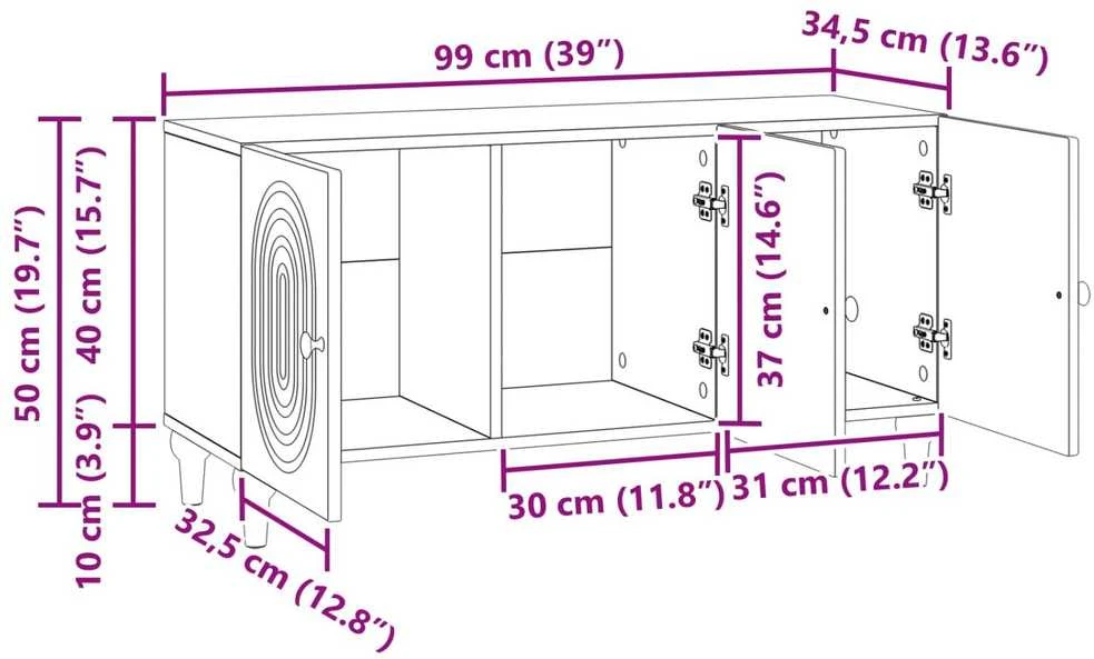 TV staliukas Televizoriaus spintelė 99 x 34,5 x 50 cm Sendintos medienos