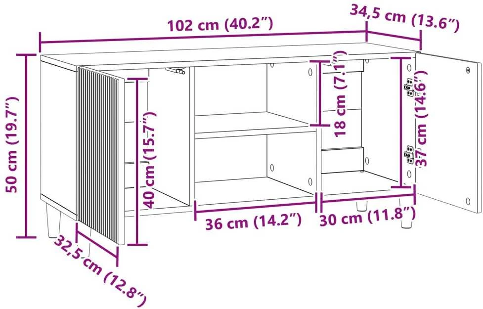 TV staliukas Televizoriaus spintelė 102 x 34,5 x 50 cm Sendintos medienos