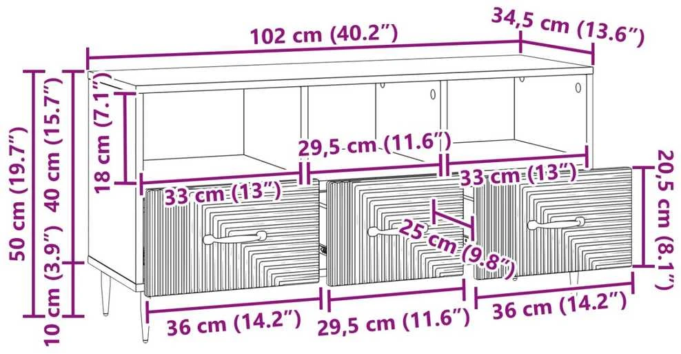 TV staliukas Televizoriaus spintelė Sendintos medienos 102 x 34,5 x 50 cm