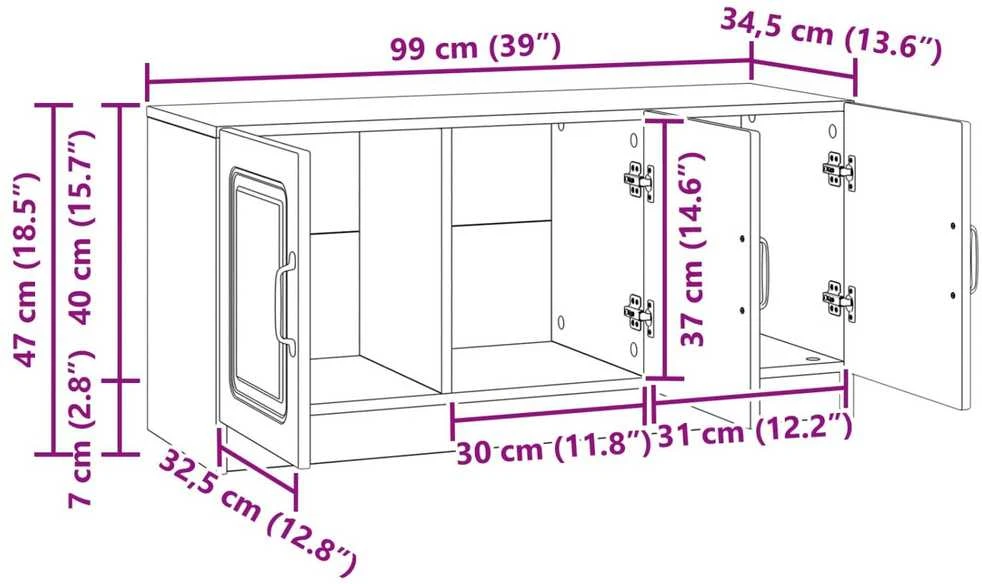 TV staliukas Televizoriaus spintelė Sendintos medienos 99 x 34,5 x 47 cm