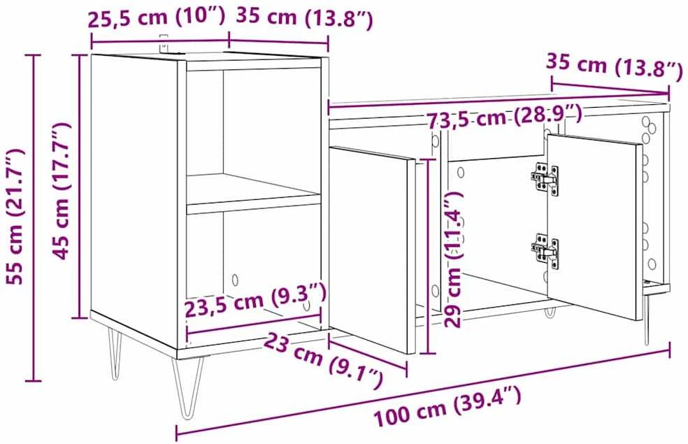 TV staliukas Televizoriaus spintelė 100 x 35 x 55 cm Senovinis medis