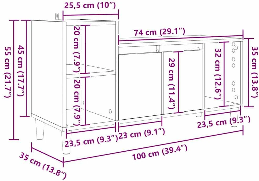 TV staliukas Televizoriaus spintelė 100 x 35 x 55 cm Senovinis medis