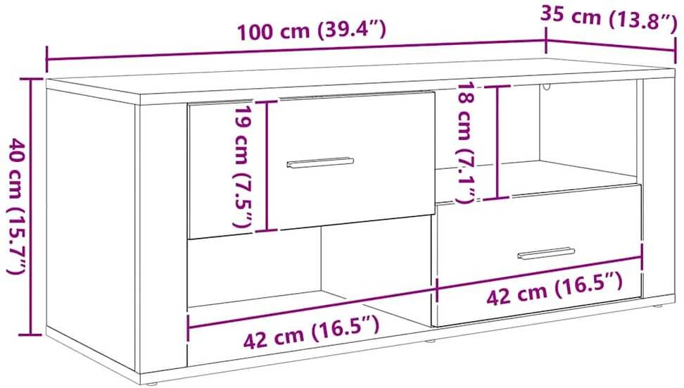 TV staliukas Televizoriaus spintelė 100 x 35 x 40 cm Senovinis medis