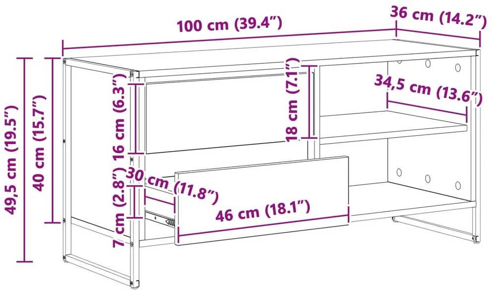 TV staliukas Televizoriaus spintelė 100 x 36 x 49,5 cm Senovinis medis