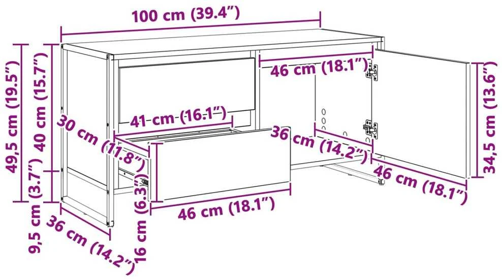 TV staliukas Televizoriaus spintelė 100 x 36 x 49.5 cm Senovinis medis