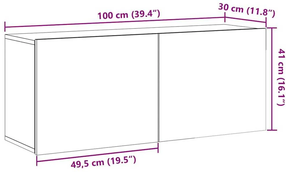 TV staliukas televizoriaus spintelė Sieninė Artisan ąžuolas 100x30x41 cm