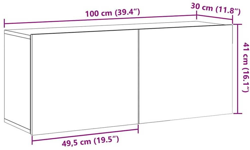 TV staliukas televizoriaus spintelė Sieninė Old Wood 100x30x41 cm