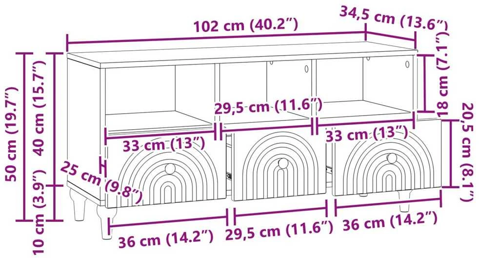 TV staliukas Televizoriaus spintelė 102 x 34,5 x 50 cm Sonoma ąžuolas