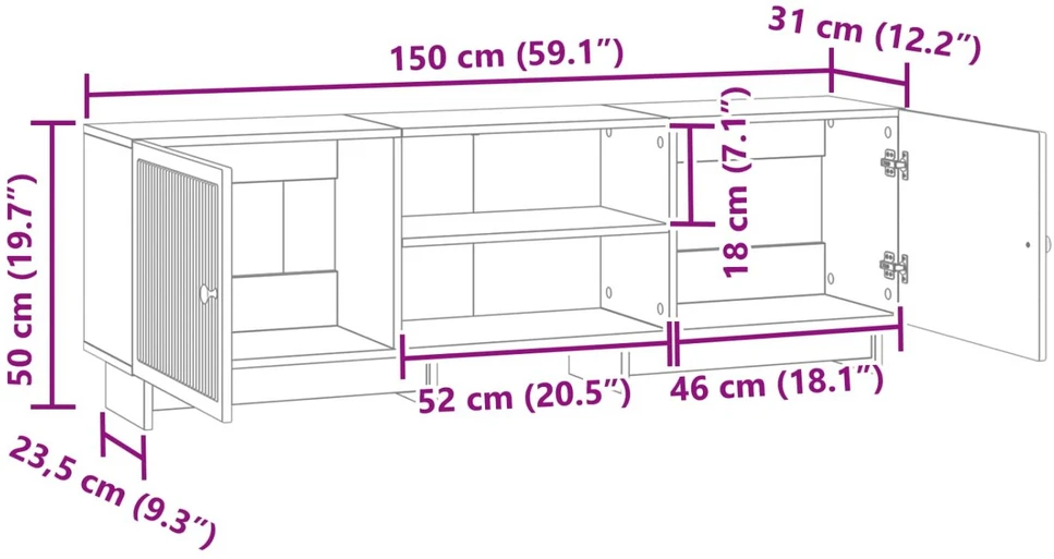TV staliukas Televizoriaus spintelė 150 x 31 x 50 cm Sonoma ąžuolas