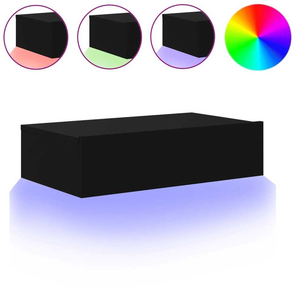 TV staliukas Televizoriaus spintelė su LED lemputėmis, juoda, 60x35x15,5cm