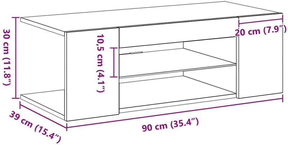 TV staliukas Televizoriaus spintelė 90 x 39 x 30 cm Juodas ąžuolas