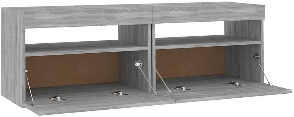 TV staliukas Televizoriaus spintelė su LED, pilka ąžuolo, 120x35x40cm