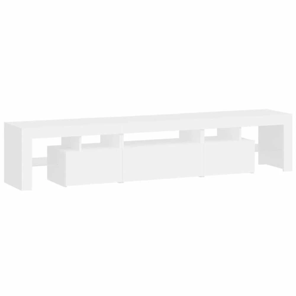 TV staliukas Televizoriaus spintelė su LED apšvietimu, balta, 200x36,5x40cm