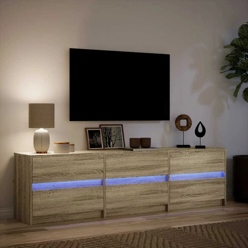 TV staliukas Televizoriaus spintelė su LED, ąžuolo, 180x34x50cm, mediena