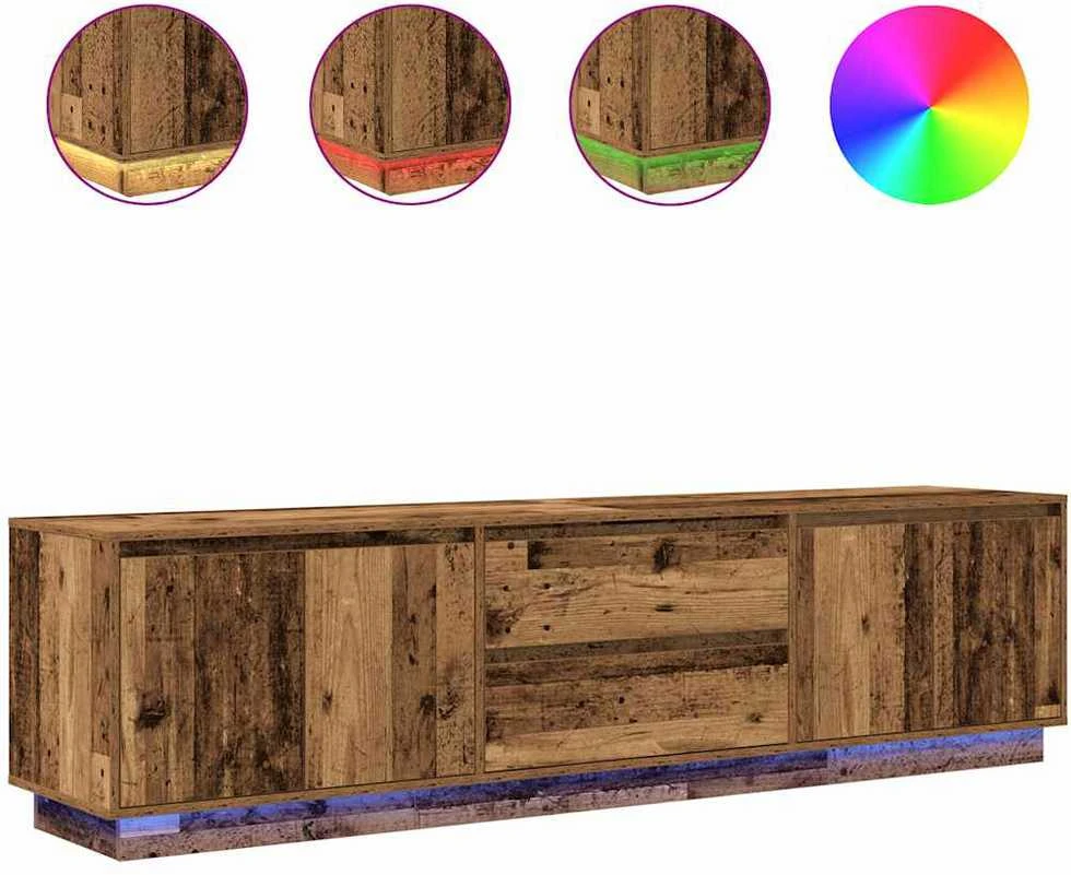 TV staliukas Televizoriaus spintelė su LED, medienos, 193,5x41x50 cm