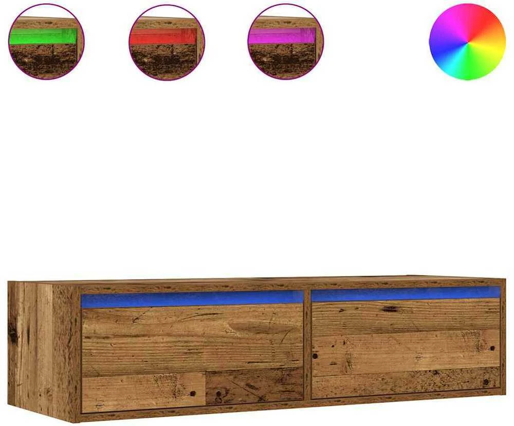 TV staliukas Televizoriaus spintelė su LED, medienos, 100X35,5x25 cm