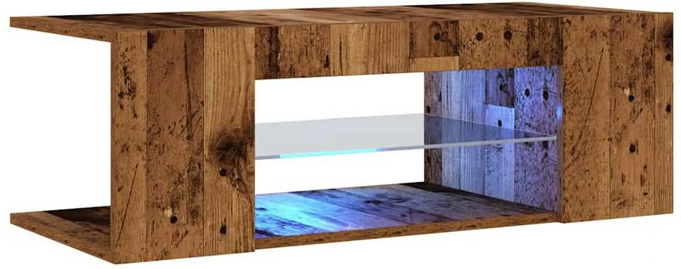 TV staliukas televizoriaus spintelė su LED lemputėmis Old Wood