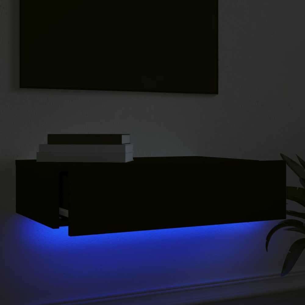 TV staliukas Televizoriaus spintelė su LED lemputėmis, juoda, 60x35x15,5cm
