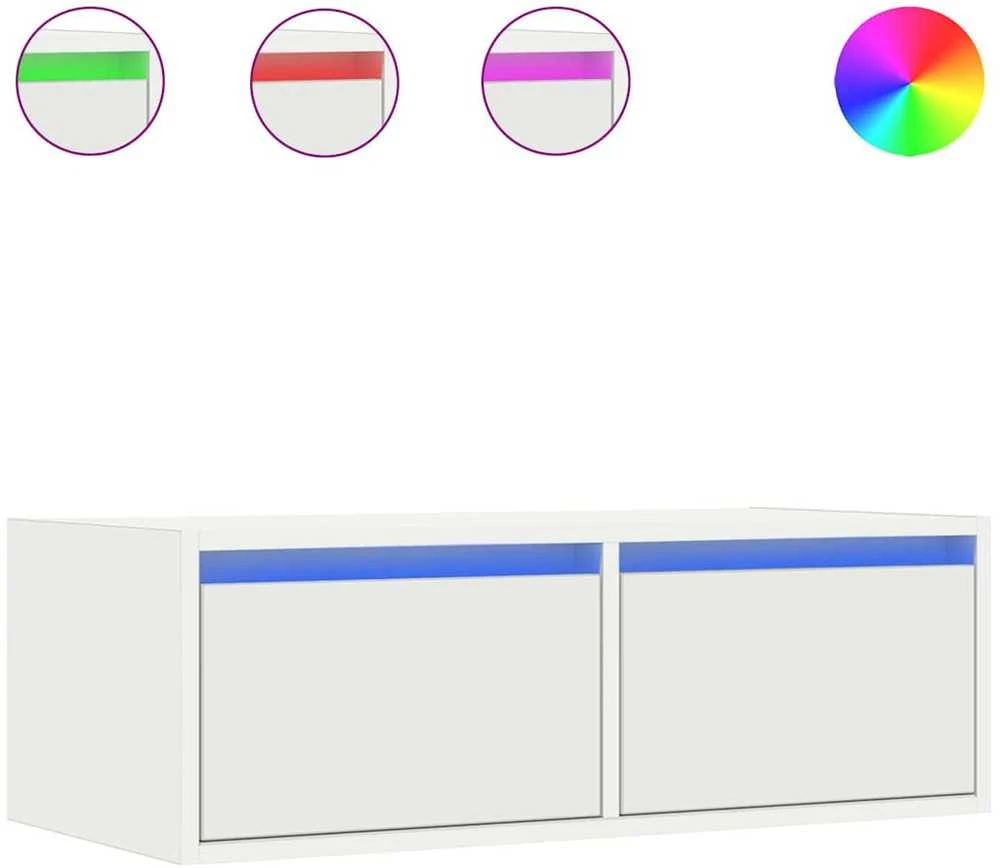 TV staliukas Televizoriaus spintelė su LED apšvietimu, balta, 75x35,5x25 cm