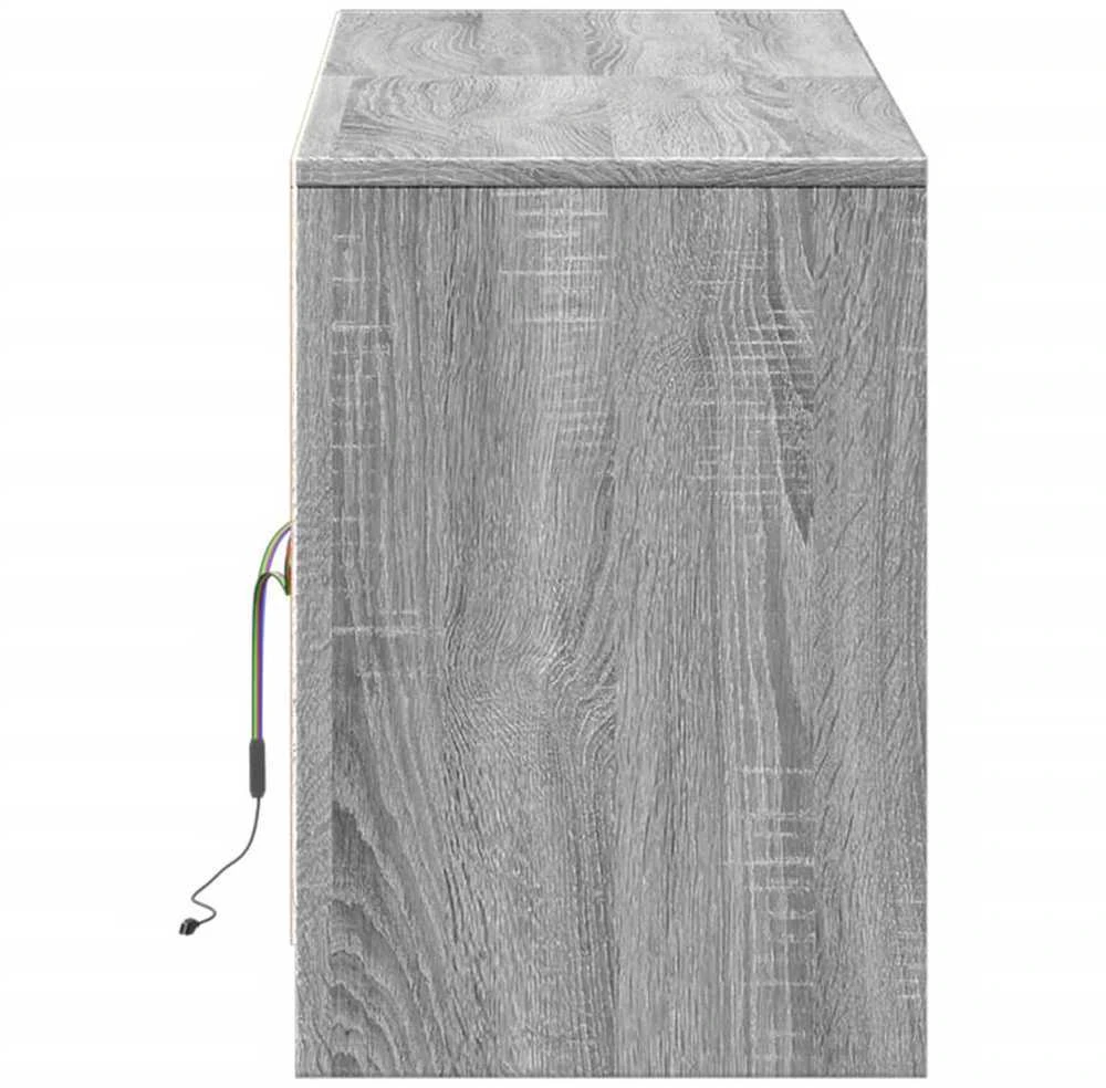 TV staliukas Televizoriaus spintelė su LED, pilka, 139,5x34x50cm, mediena