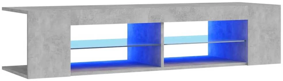 TV staliukas Televizoriaus spintelė su LED, betono pilka, 135x39x30cm
