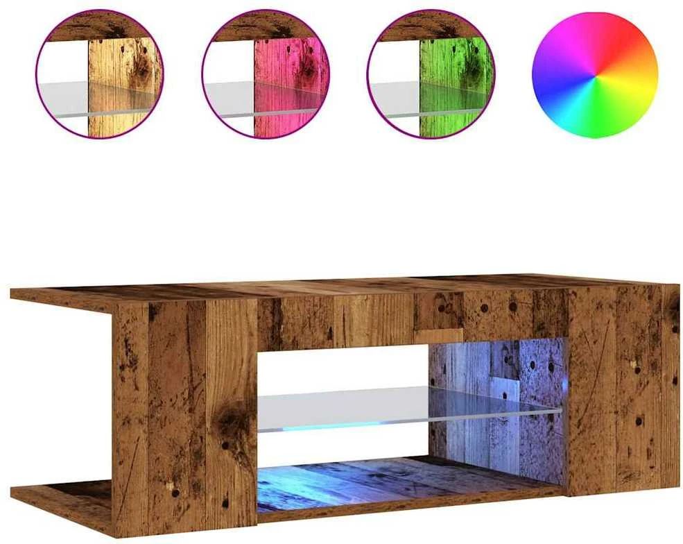 TV staliukas televizoriaus spintelė su LED lemputėmis Old Wood