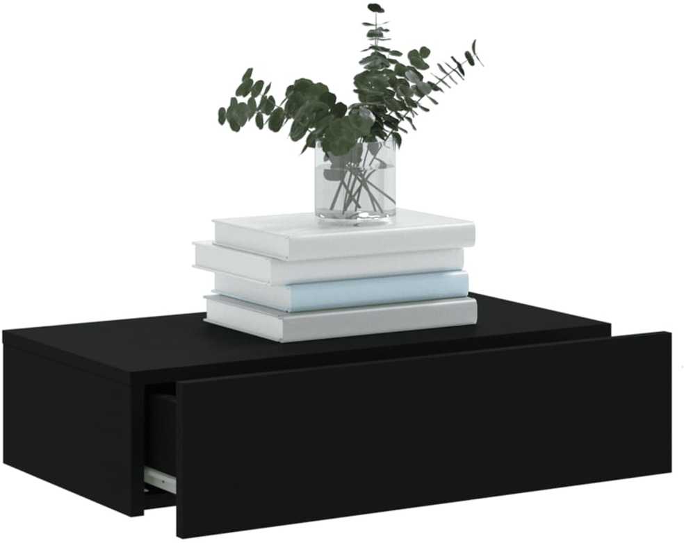 TV staliukas Televizoriaus spintelė su LED lemputėmis, juoda, 60x35x15,5cm