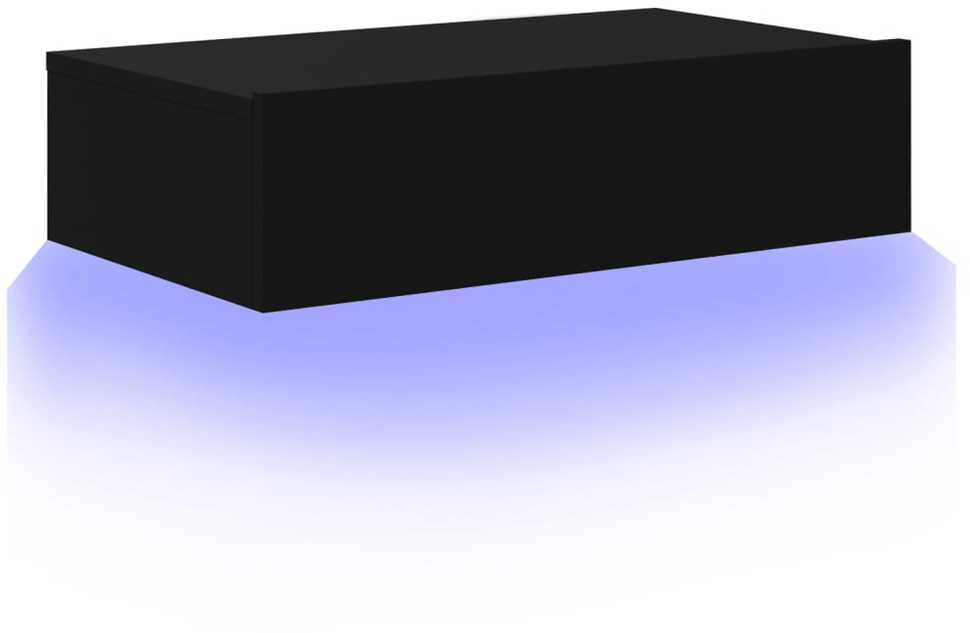 TV staliukas Televizoriaus spintelė su LED lemputėmis, juoda, 60x35x15,5cm